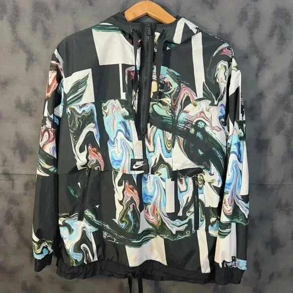 Nike Women's Marble Half Zip Windbreaker Running Jacket Size M - Picture 2 of 8